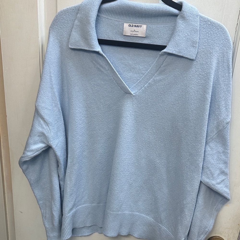 Women’s Old Navy Collared V-Neck Light Blue Sweater